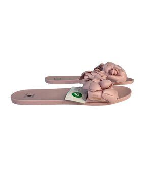 Shade & Shore Flower Embellished Slides Sandals Womens Size 10 Pink New Summer